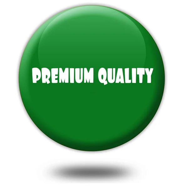 CALIDAD PREMIUM en verde botón 3d . —  Fotos de Stock