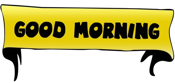GOOD MORNING on yellow ribbon illustration — Stock Photo, Image
