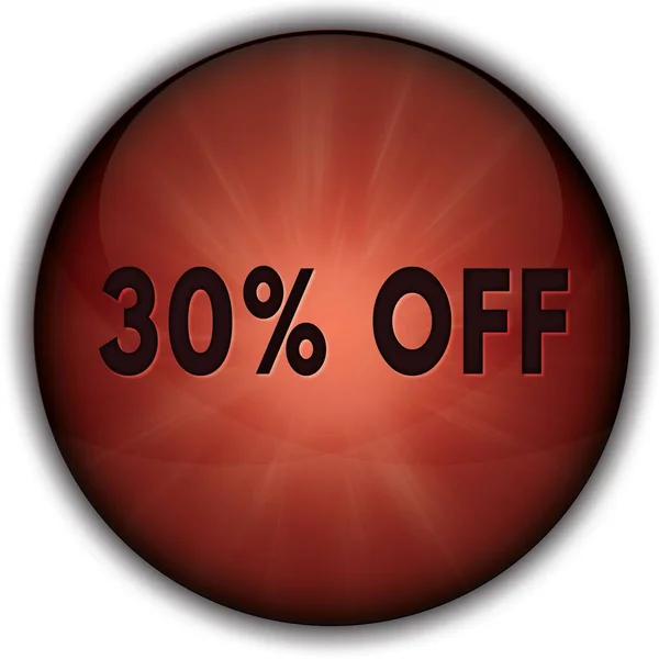 30 % OFF badge bouton rouge . — Photo