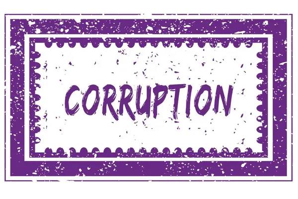 Korruption in magenta grunge square frame stamp — Stockfoto