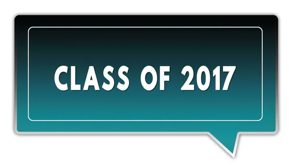 Klasse van 2017 op turquoise aan zwarte kleurovergang vierkante toespraak bubble. — Stockfoto