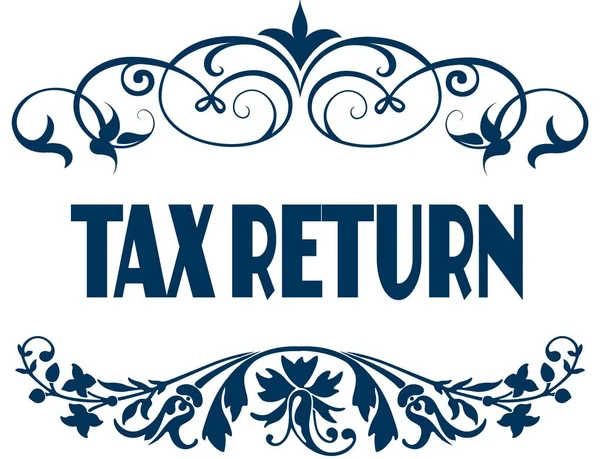 TAX RETURN blue text frames.