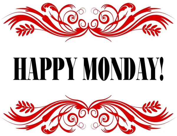 HAPPY MONDAY   red floral text frame. — Stock Photo, Image