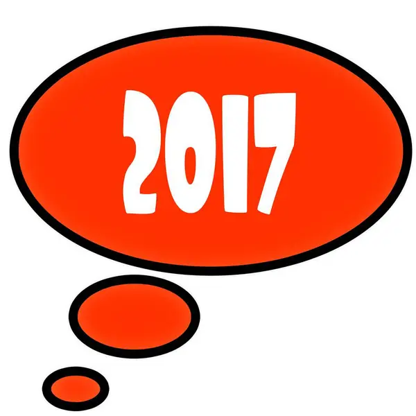 Orange thought bubble with 2017 text message. — Stock Photo, Image