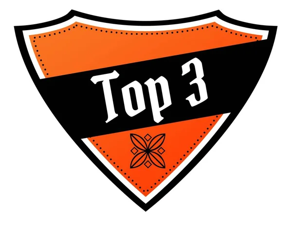Orange and black shield with TOP 3 text. — Stock Photo, Image