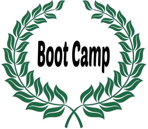 Boot Camp na zelené vavříny nálepku. — Stock fotografie