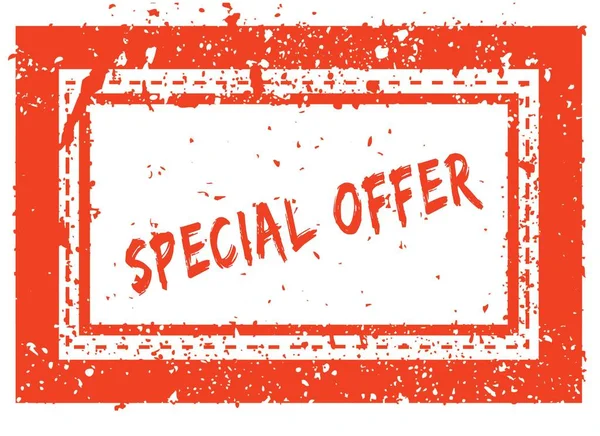 SPECIAL OFFER on orange square frame rubber stamp with grunge texture — Stock Photo, Image