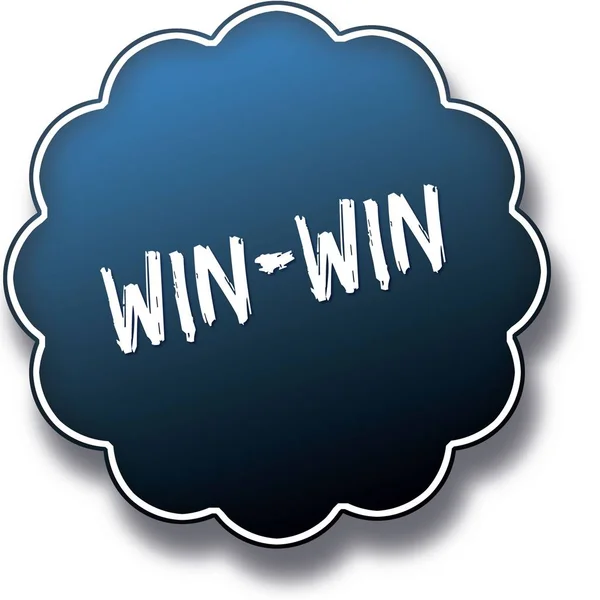 WIN WIN text written on blue round label badge. — Stock Photo, Image