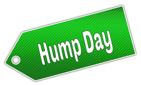 Çizgili yeşil Hump Day etiket.