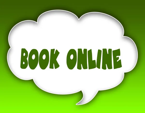 Könyv Online üzenetet a beszéd felhő grafikus. Zöld háttér. — Stock Fotó