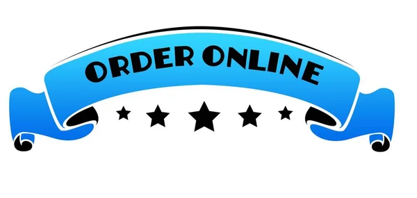 Banda azul con texto ORDER ONLINE . — Foto de Stock