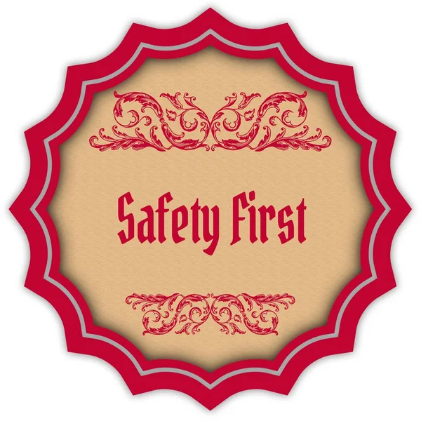 Retro Safety First magenta badge. — Stockfoto