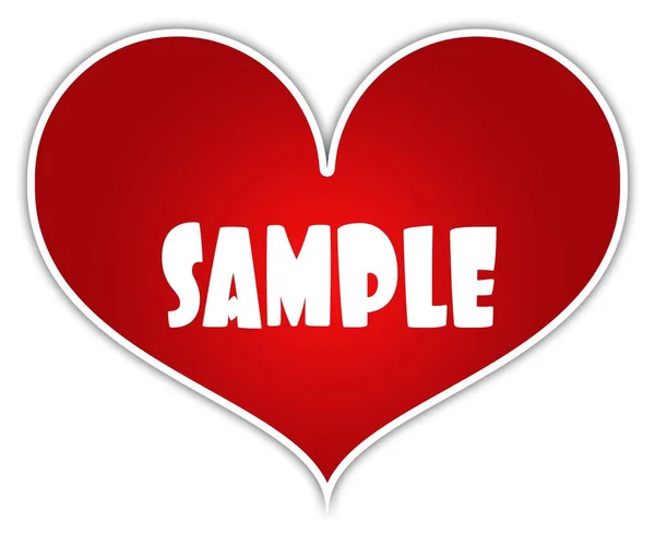 Prov på rött hjärta klistermärke etikett. — Stockfoto