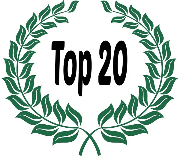 Top 20 op groene lauweren sticker etiket. — Stockfoto