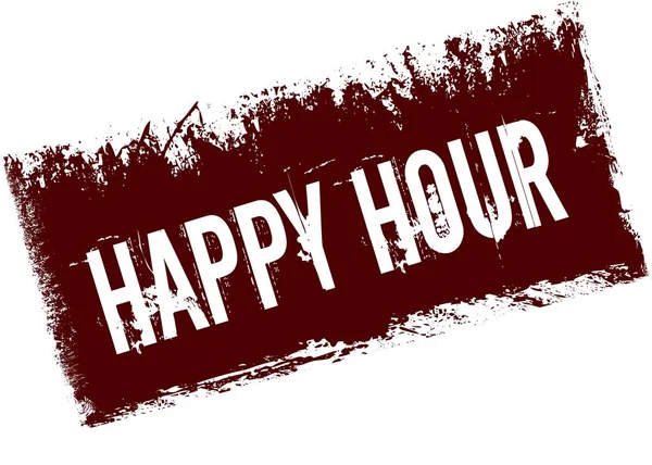 Happy Hour na červené retro distressed pozadí. — Stock fotografie