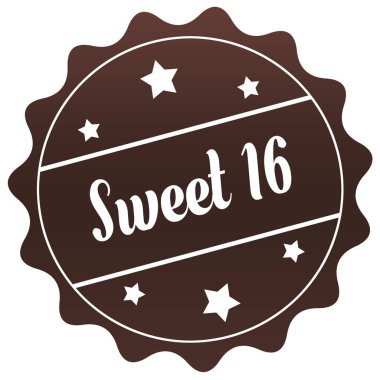 Beyaz arka plan üzerinde Brown Sweet 16 damga.