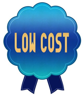 Mavi düşük maliyetli şerit rozeti.