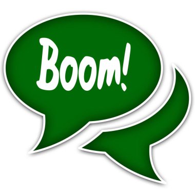 Yeşil konuşma balonları Boom kısa mesaj ile.