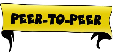 Peer To Peer sarı kurdele illüstrasyon üzerinde