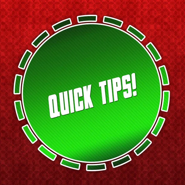 Green QUICK TIPS distintivo su sfondo rosso modello . — Foto Stock