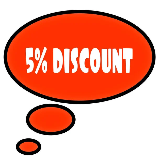 Orange thought bubble with 5 PERCENT DISCOUNT text message. — Stock Photo, Image