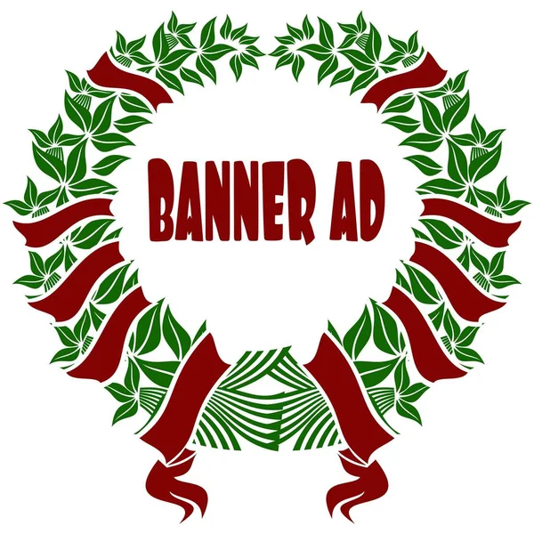 BANNER AD red and green flower crown.