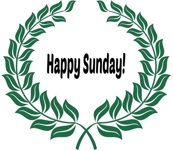 Mutlu Pazar günü yeşil defne sticker etiket. — Stok fotoğraf