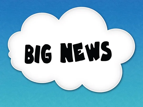 Witte wolk met grote nieuwsbericht op blauwe hemelachtergrond. — Stockfoto