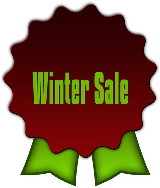 WINTER SALE on red seal with green ribbons.