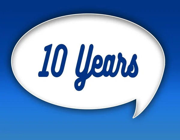 10 YEARS text on dialogue balloon illustration. Blue background. — Stock Photo, Image