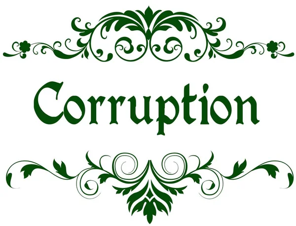 Zelený rámeček s textem korupce. — Stock fotografie