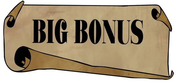 BIG BONUS su vecchia carta arrotolata — Foto Stock