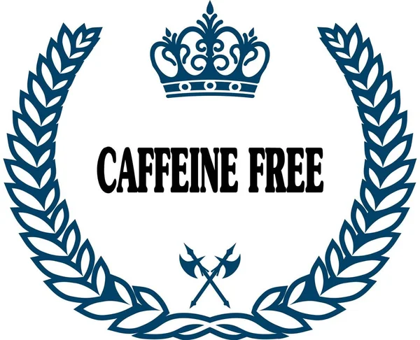 Ущільнення синіх лаврів з текстом CAFFEINE FREE . — стокове фото