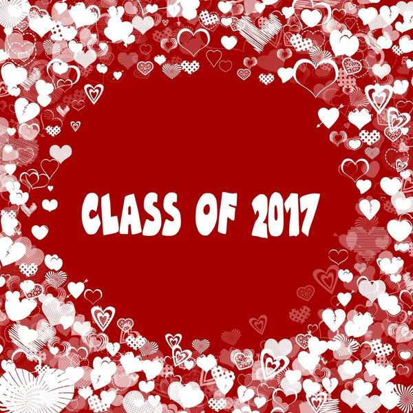 Hearts frame with CLASS OF 2017 text on red background.