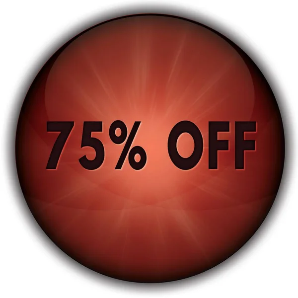 75 % OFF badge bouton rouge . — Photo