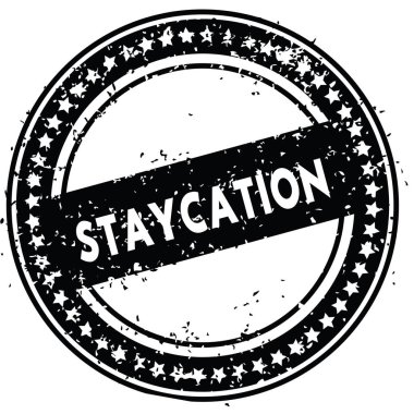 Lastik damgası doku ile siyah Staycation sıkıntılı.