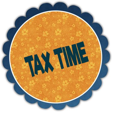 Vergi zaman metin çiçek etikette.