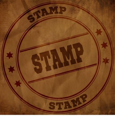 Eski kahverengi buruşuk kağıt üzerinde damga pulu.