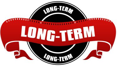 Siyah ve kırmızı uzun vadeli rozet ve şerit.