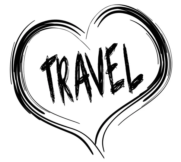 Sketched black heart with TRAVEL text. — Stock Photo, Image