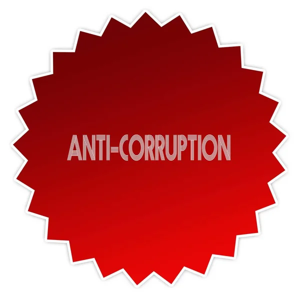 Anti corruptie op rode sticker etiket. — Stockfoto