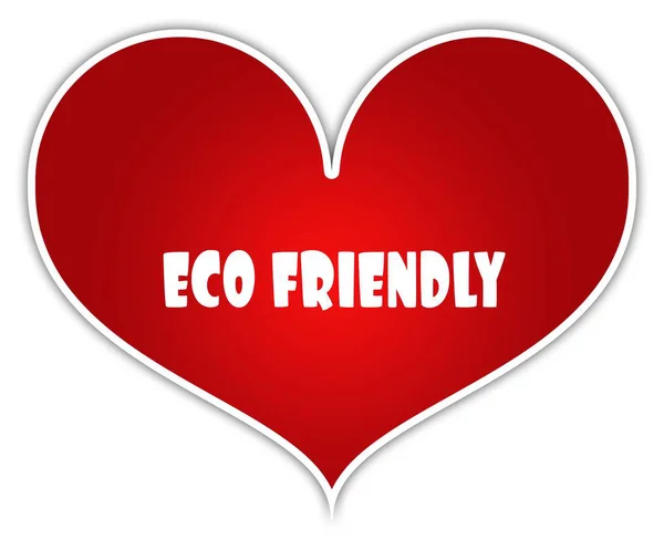 Eco Friendly op rood hart sticker etiket. — Stockfoto
