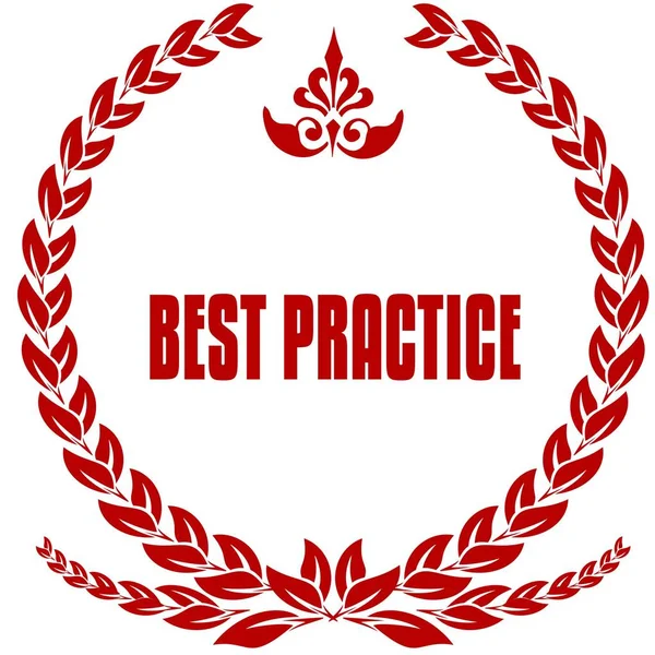 Best Practice rote Lorbeeren-Plakette. — Stockfoto