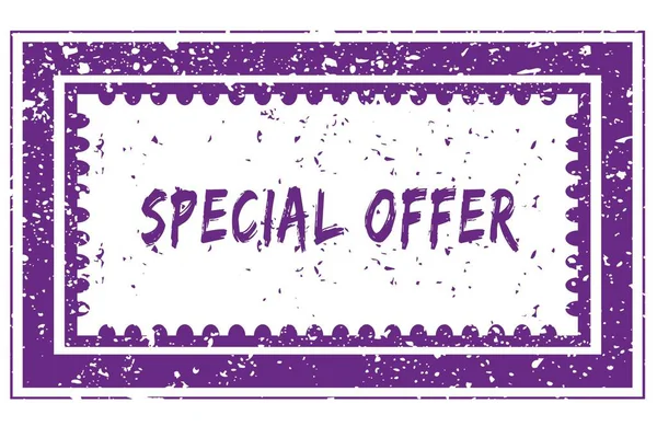 Speciální nabídka v purpurové grunge čtvercový rámec razítko — Stock fotografie