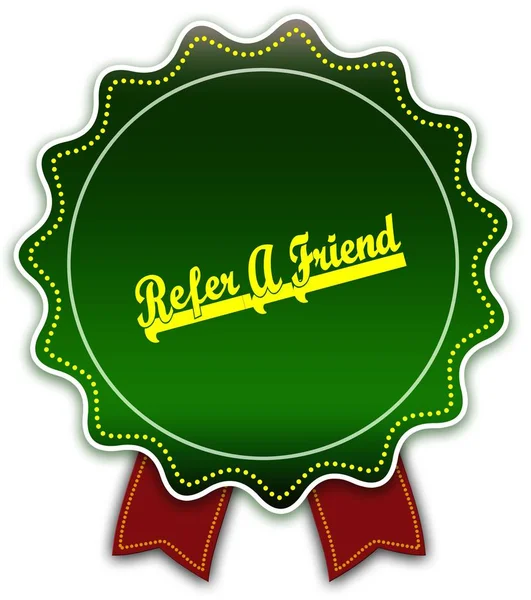 REFER A FRIEND кругла зелена стрічка . — стокове фото