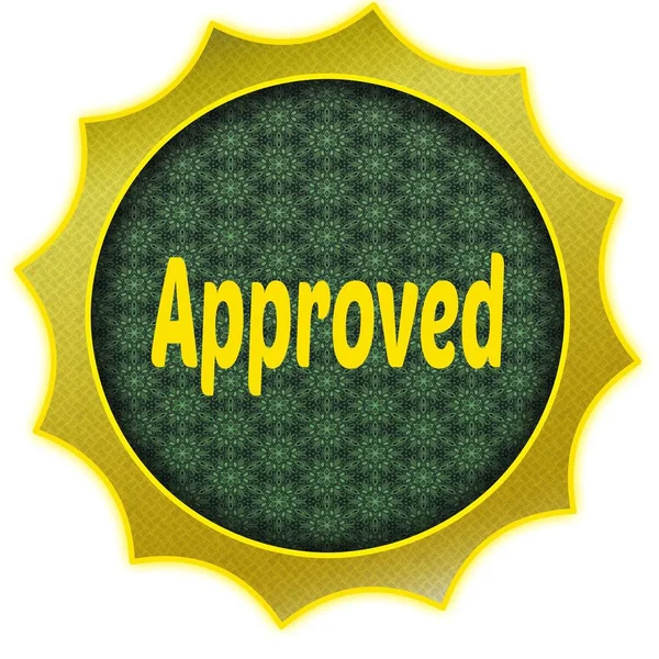 Golden badge with APPROVED text. — Stock Photo, Image