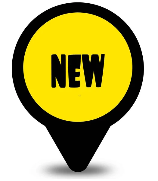 Conception du pointeur d'emplacement jaune avec NOUVEAU message texte — Photo