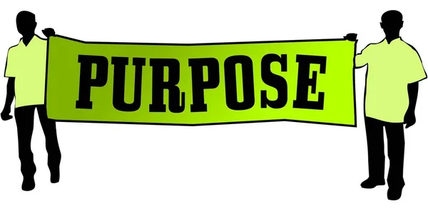 PURPOSE on a green banner carried by two men. — Stock Photo, Image