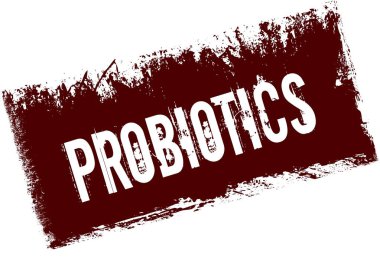 Probiyotikler kırmızı retro sıkıntılı arka plan üzerinde.