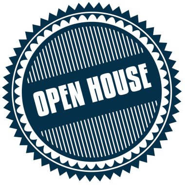 Yuvarlak açık ev mavi etiket.